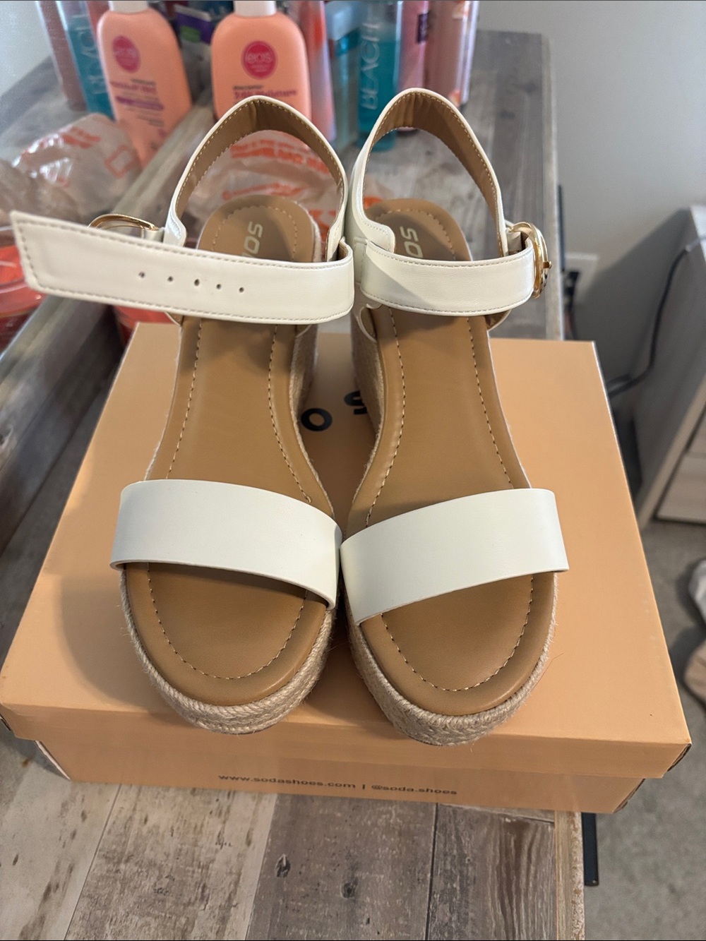 Soda White Ankle-Strap Espadrille Sandals